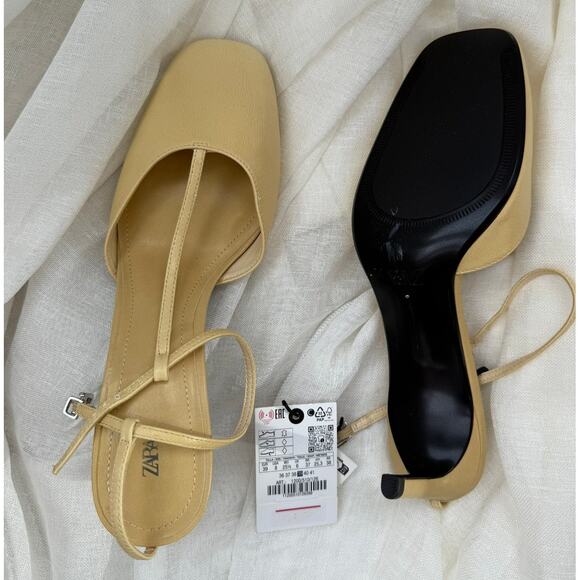 ZARA Yellow Leather Heels NWT - Picture 9 of 16
